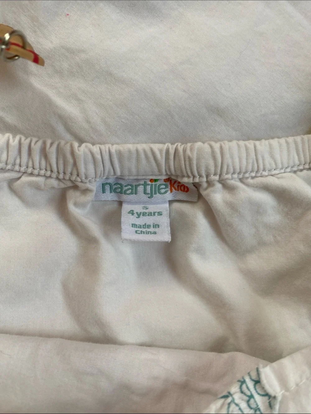 naartjie Kids Cream Top with Teal Logo Tag